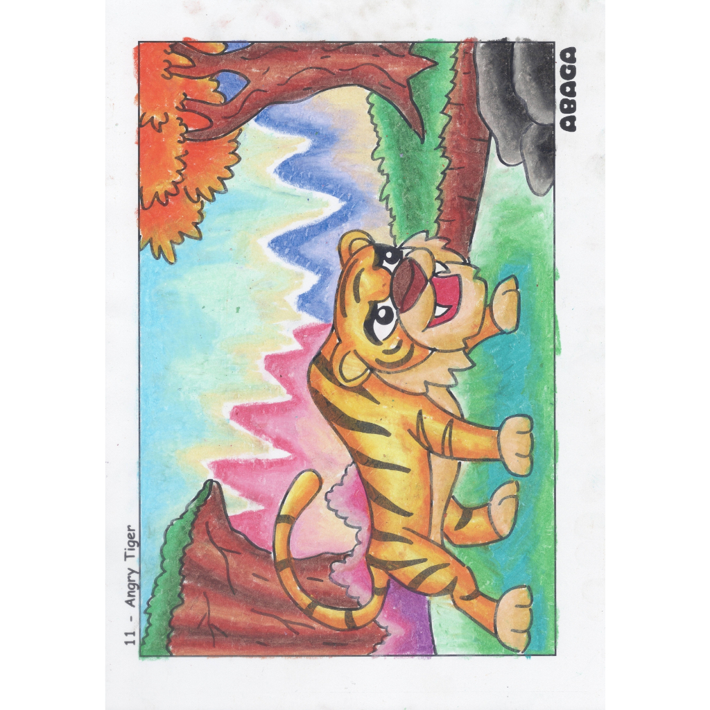 

Lembar Mewarnai Anak Teknik Pastel / Angry Tiger / Smart Coloring Page