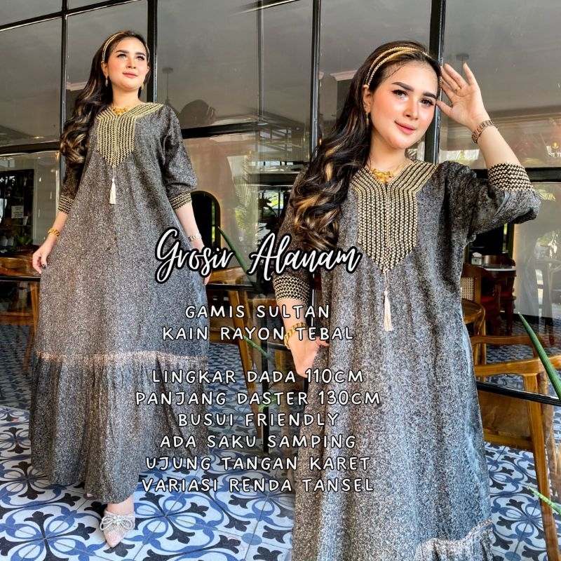 GAMIS SULTAN TERBARU 2025 BAHAN RAYON TEBAL LD 110 PANJANG 130 JUMBO / KAFTAN KEKINIAN dengan