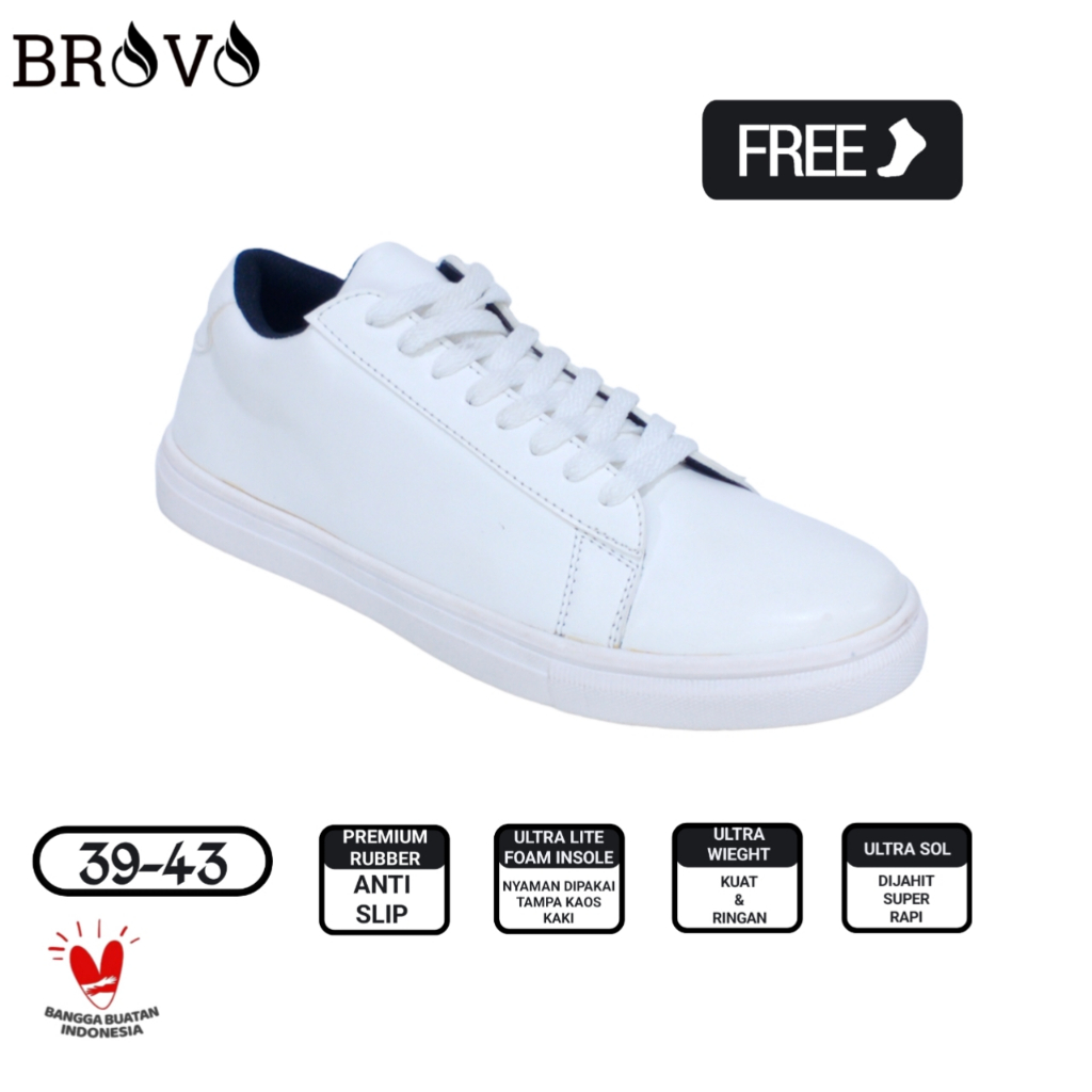 Brovo ELVRA Footwear Sepatu Putih Sneakers Putih Full Sepatu Pria Kasual Casual Dash Series
