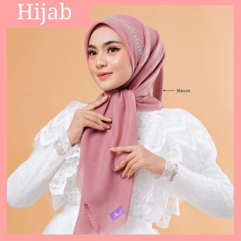 Hijab Jilbab Segiempat Arunna By Arrafi ORI SegiEmpat Voal Polos Variasi Payet Atas Scraf Wanita Dew