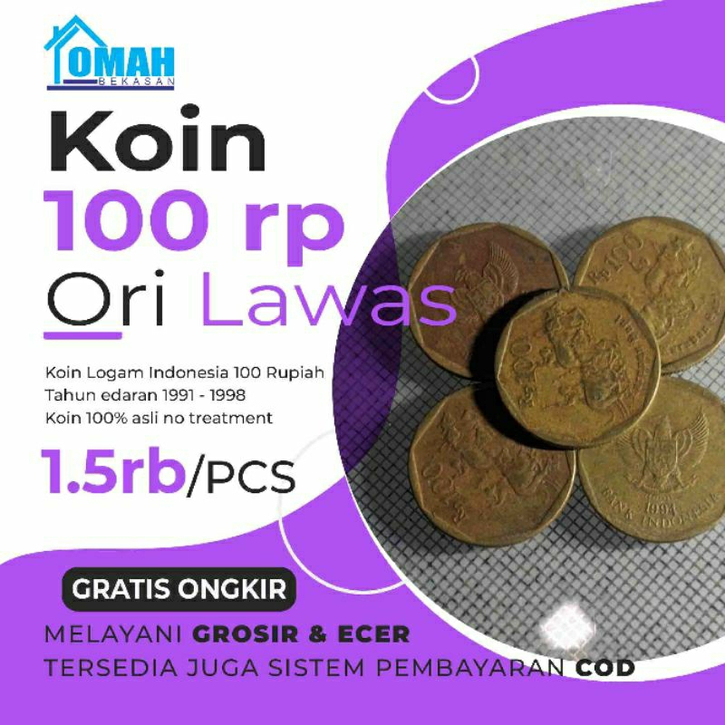 Koin Logam Indonesia 100 Rupiah tahun edaran 1991-1998