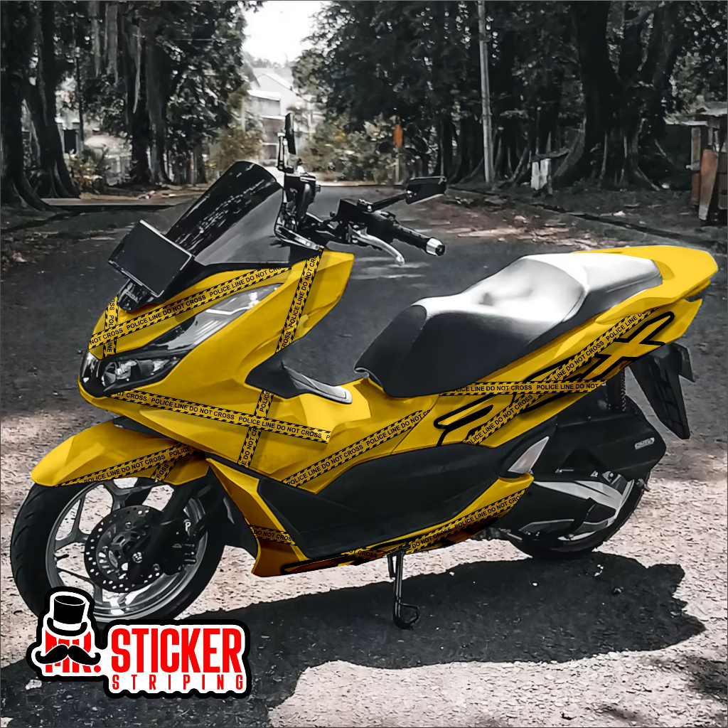 decal honda pcx 150 pcx 160 full body custom sticker free design moti police line