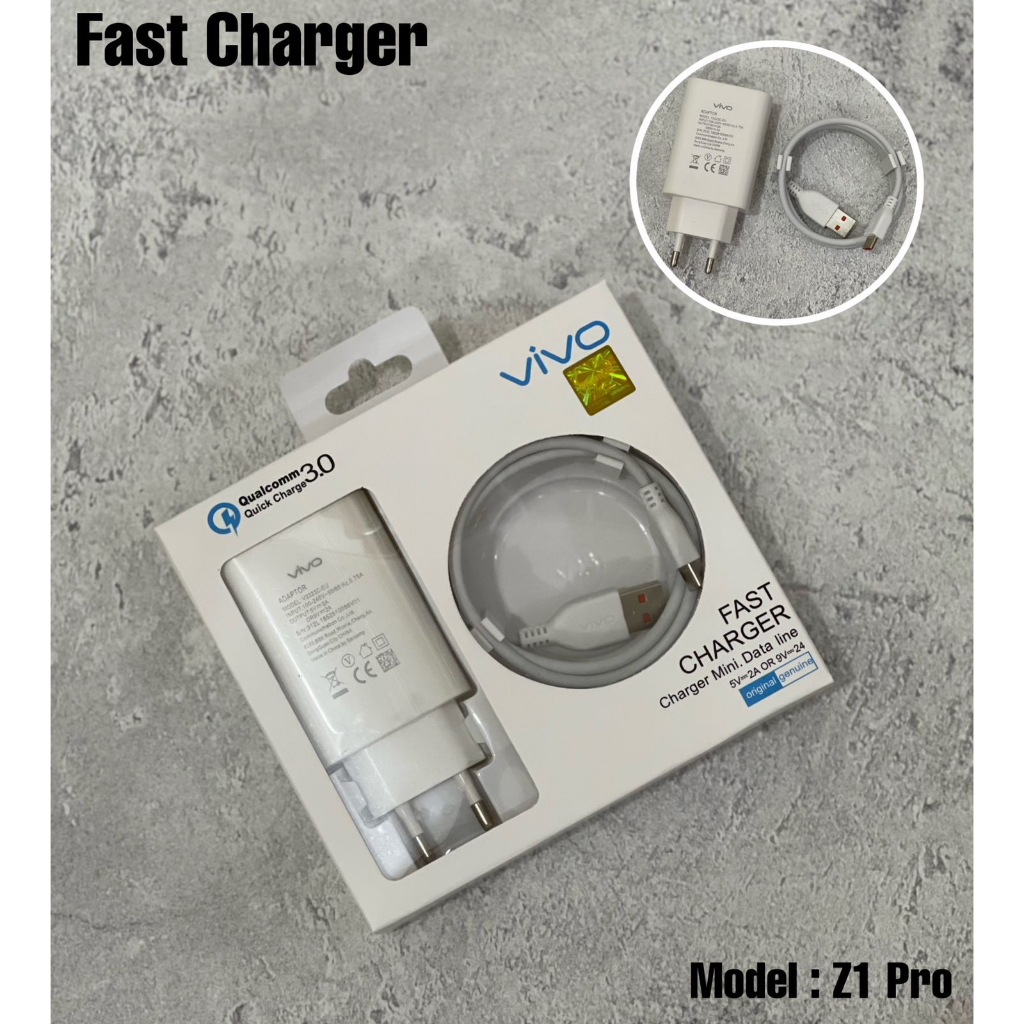 Charger Casan Vivo Z1 Pro Micro-Usb & Type-C Charger Vivo S1 Z1 Pro Z1Pro / Y1S 18W Fast Charging