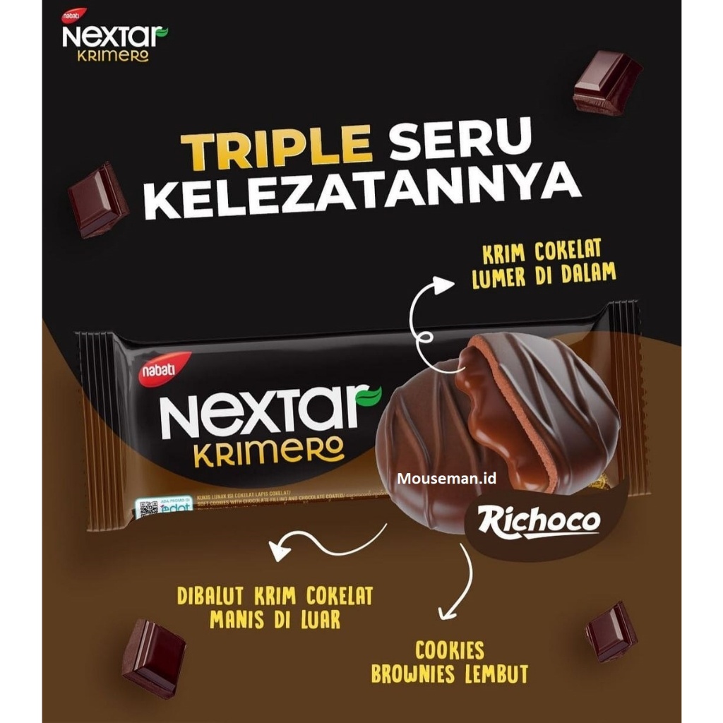 

Nabati Nextar Krimero Choco Cookie Richoco Cookies SANDWICH BISCUIT coklat Kukis Lunak isi Cokelat Lapis Cokelat 28gr