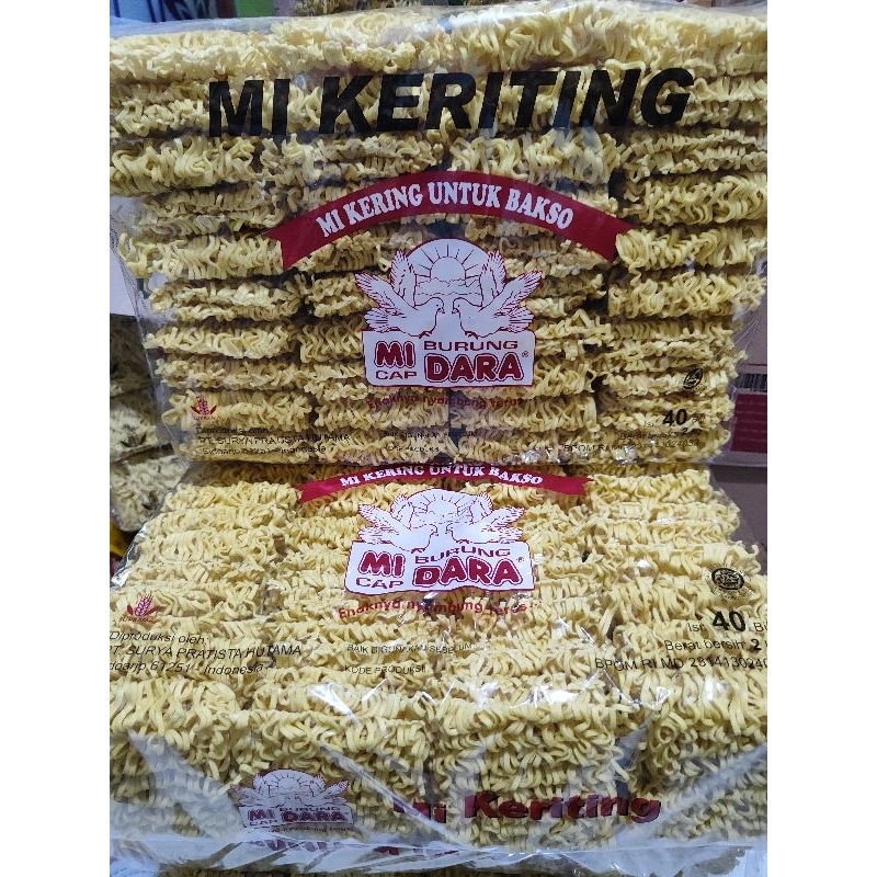 

Mie kering burung dara | mie keriting | mie kering untuk bakso 40pc