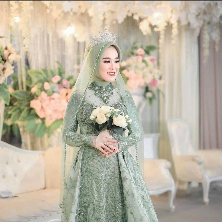 Slayer Pengantin Veil Payet Mutiara KHUSUS WARNA GREEN SAGE BEST SELLER