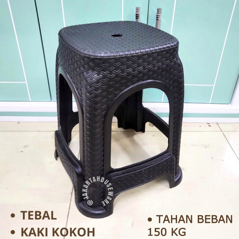 Bangku Baso Rotan Plastik Motif – Kursi Serbaguna Kokoh untuk Warung Makan, Cafe, Rumah, Teras – Kur