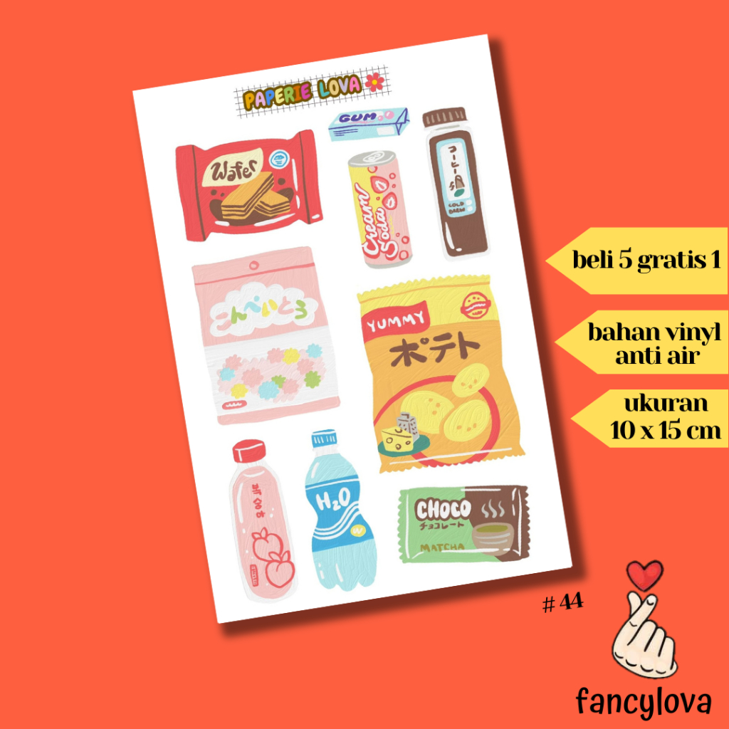 

Stiker Aesthetic Anti Air Vinyl Tumblr Jurnal Scrapbook Sticker Kawaii HP Laptop Kawaii Snack Sticker Pack #44 Paperielova