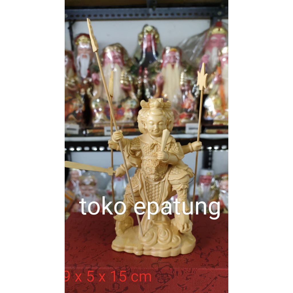 patung dewa naca / naca / nacha -3 wajah - kayu - 6 inch - Polos (g)