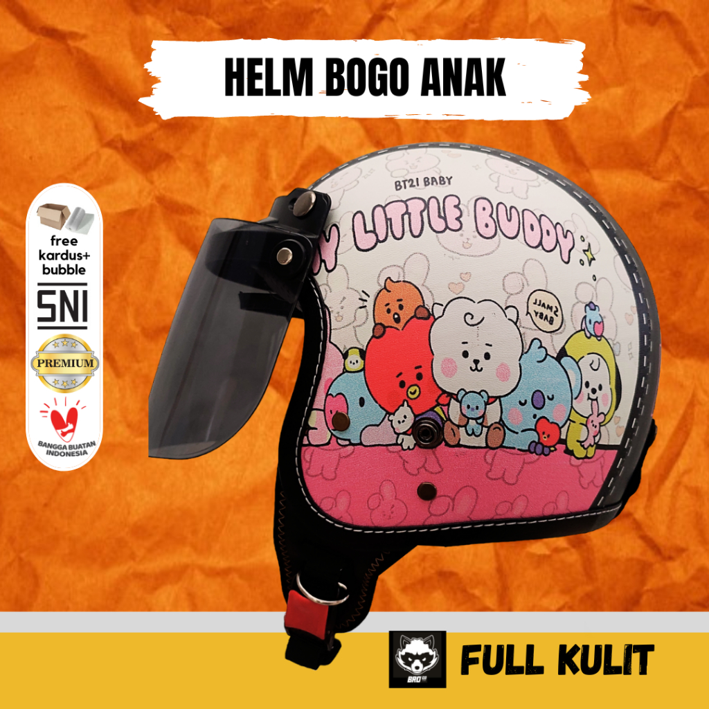 HELM BOGO RETRO ANAK ANAK SNI PREMIUM BRO.CO KARAKTER KIDS JUNIOR LAKI-LAKI DAN PEREMPUAN (COWOK-CEW