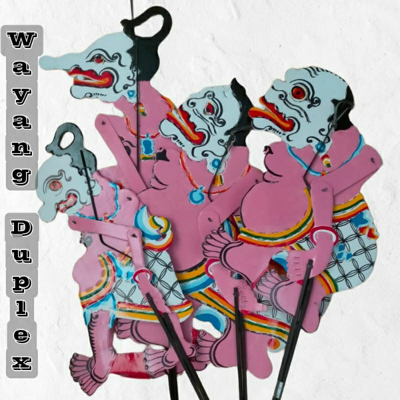 wayang kertas punokawan pink semar petruk bagong gareng