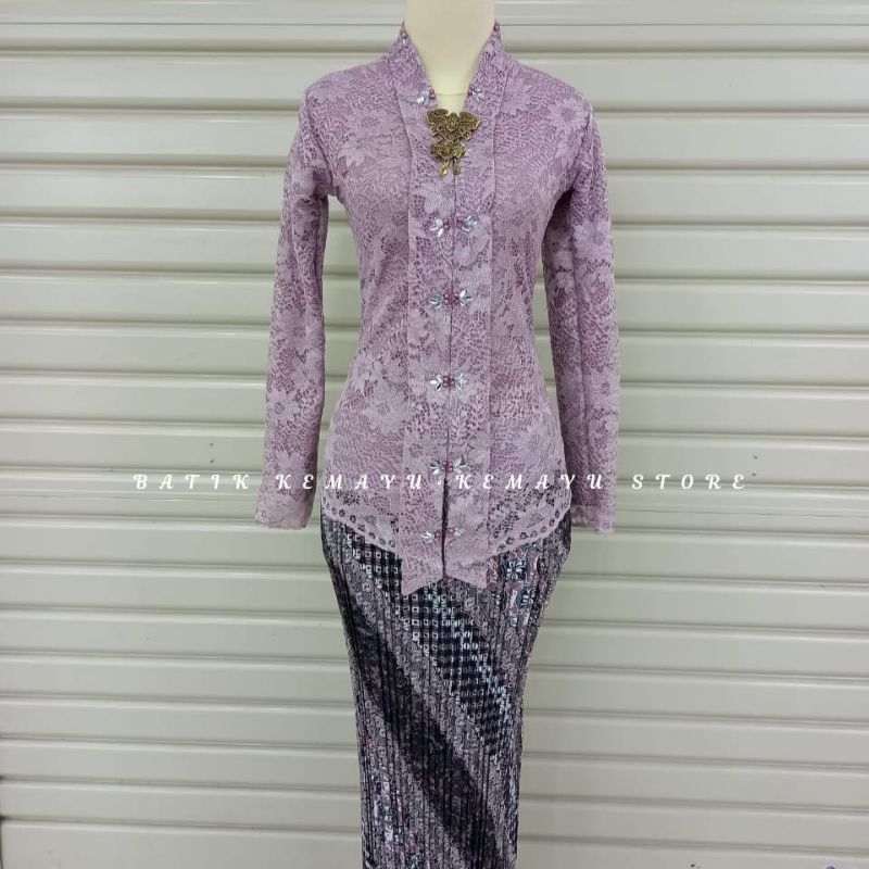 REAL PICK Set kebaya brukat modern mutiara payet // setelan kebaya flo bahan brokat payet lengan pan