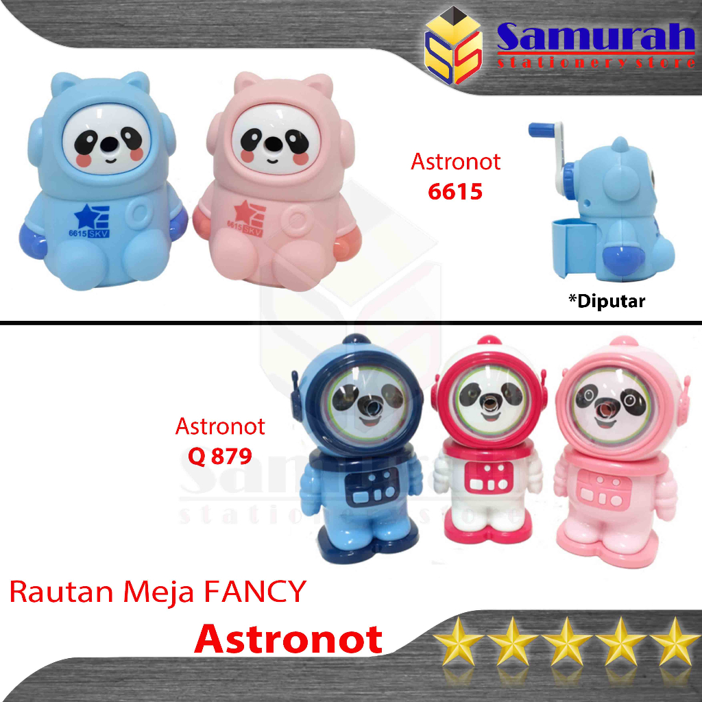 

Rautan Pensil Putar Fancy Motif Astronot Lucu / Pencil Sharpener Astro / Serutan Meja Mekanik Manual