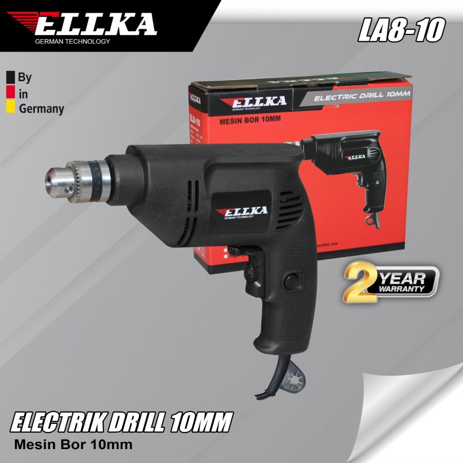 PROMO Mesin Bor Listrik Bor Tangan Ellka 10mm Bolak Balik / ELLKA Elektric Drill EL8-10 Kecepatan Bi