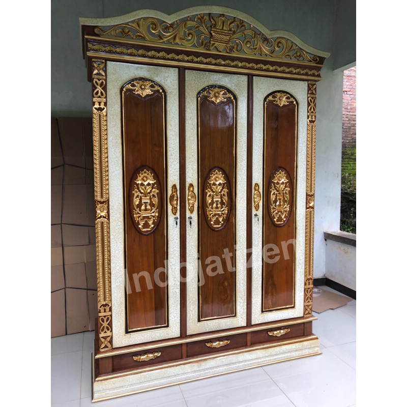 Lemari Pakaian lemari lamaran  kayu jati rahwana pintu 3