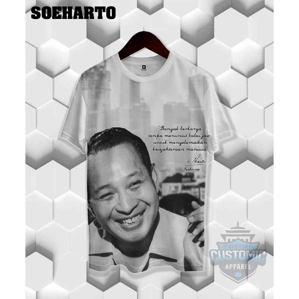 Kaos pria baju printing Indonesia soeharto