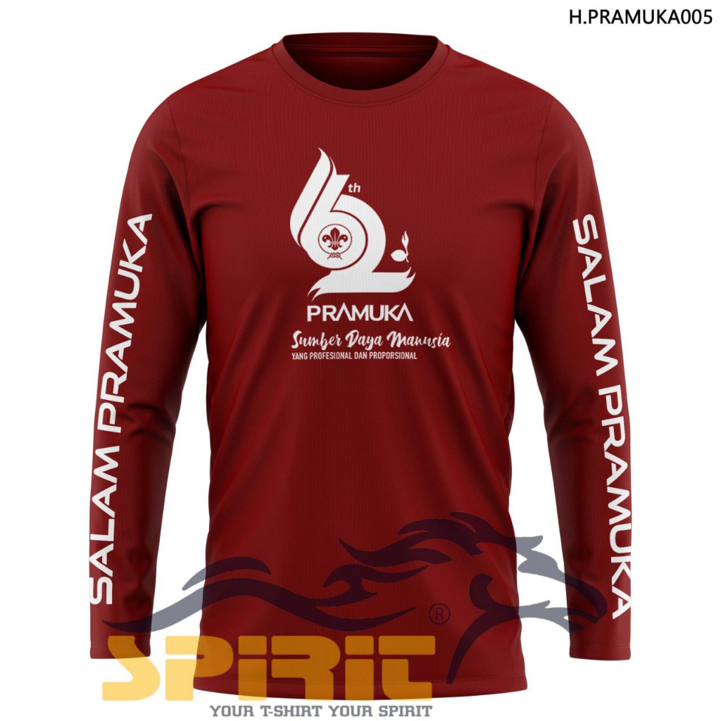 Atasan kaos pramuka lengan panjang Baju Hari Pramuka 14 Agustus 2023 Cotton Combed 24s Dewasa Jumbo