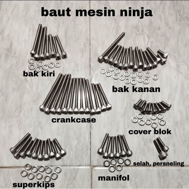 BAUT MESIN SET L STENLIS NINJA S,R,RR BAUT MESIN SET L