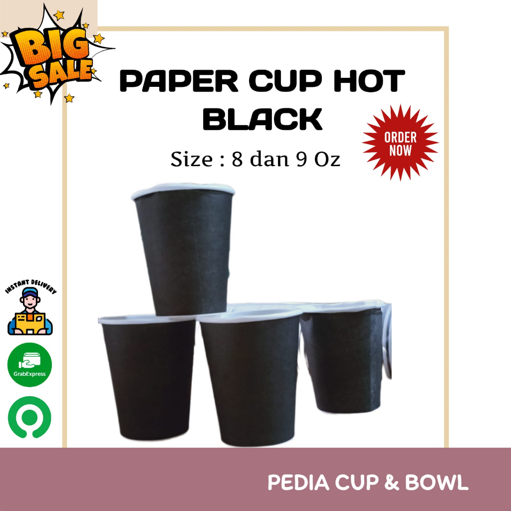 Cup Mug Gelas Cangkir Kopi Kertas Tahan Panas Plus Tutup 240ml 210 ml 8 Oz 9 Oz