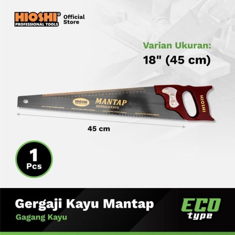GERGAJI KAYU HIOSHI MANTAP 18" GAGANG KAYU / 18INCH / 18 INCH / HAND SAW