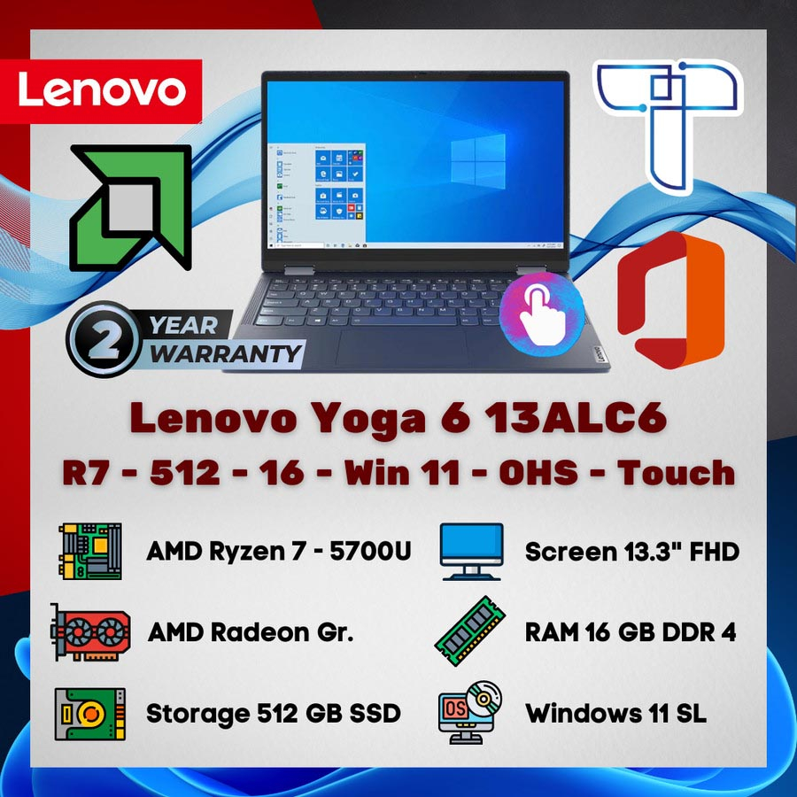 Lenovo Yoga 6 13ALC6 Laptop - Ryzen 7 - 512 GB - 16 - Touch - Win 11