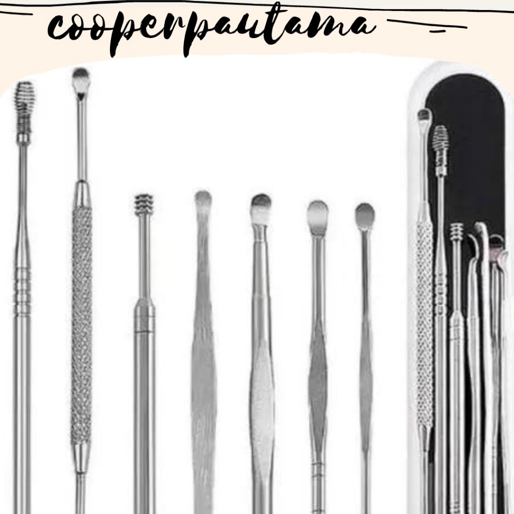 PENGOREK KUPING|Alat Pembersih Perawatan Telinga / Korek Kuping Stainless Steel|KOREK KUPING 8 IN 1 