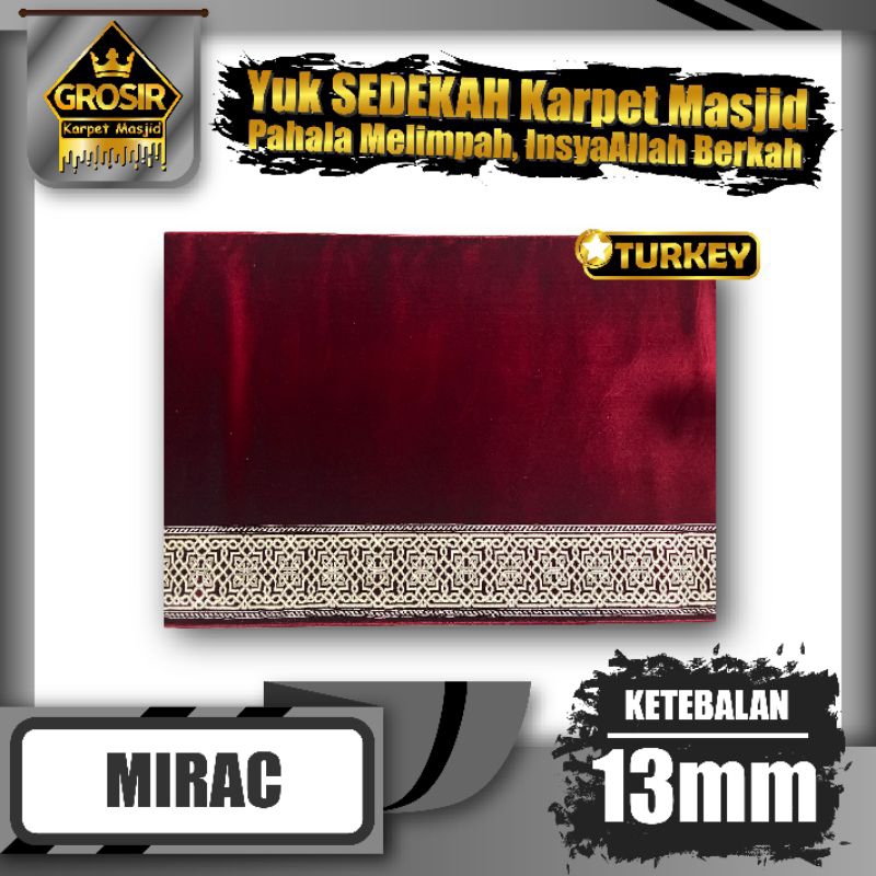 Karpet Masjid Turki Mirac Tebal 13mm Meteran / Karpet Sajadah / Karpet Mushola