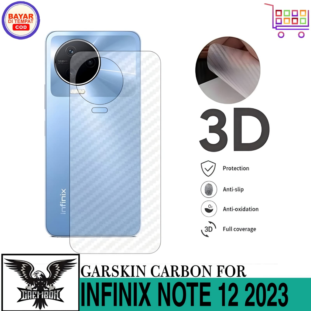 GARSKIN INFINIX NOTE 12 2023 SKIN HANDPHONE CARBON 3D ANTI GORES BELAKANG