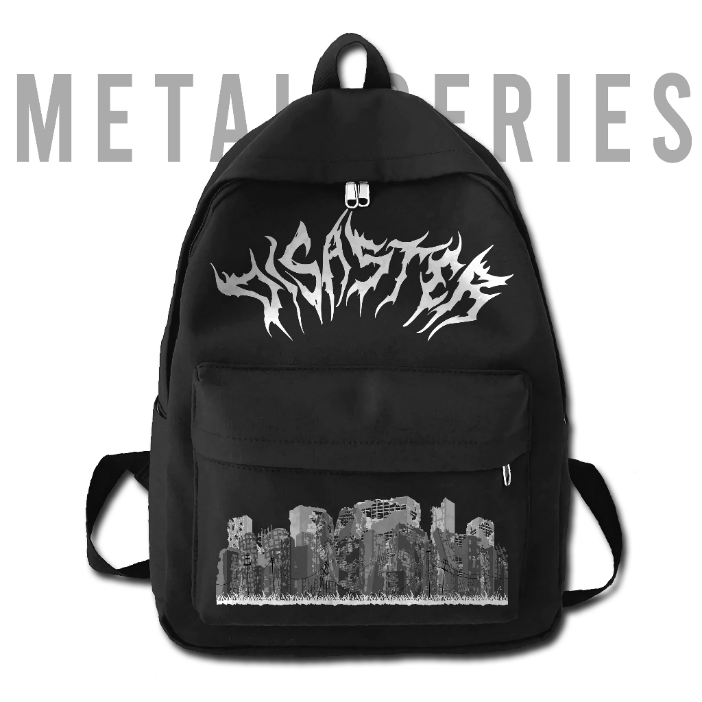 tas Metal DISASTER metal graphic ada slot laptop dan slot tempat minum tas sekolah metal tas distro