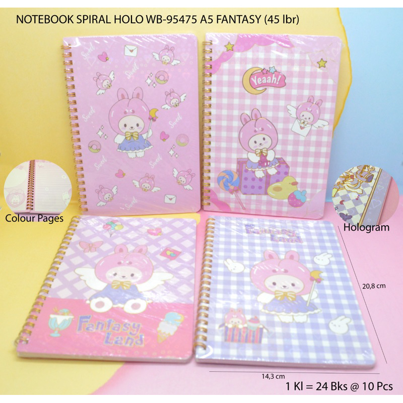 

buku notebook spiral holo motif fantasy satuan