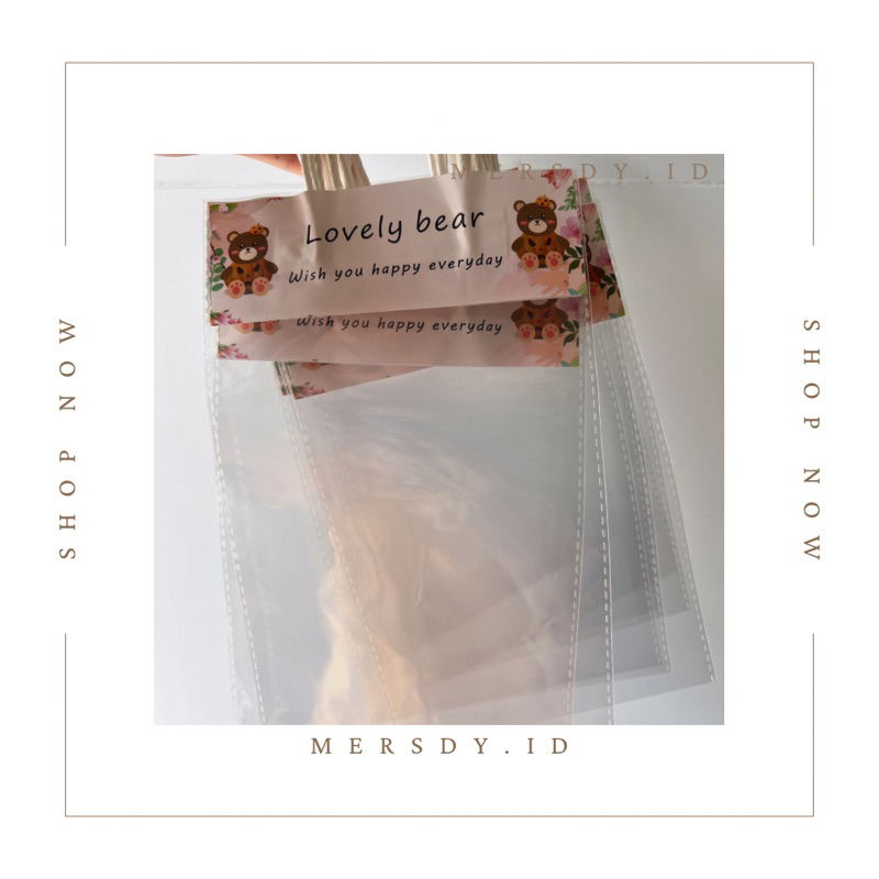 

【.】 Plastik Hampers Souvenir Wedding PaperBag Plastik Bening Bear Coklat Transparent