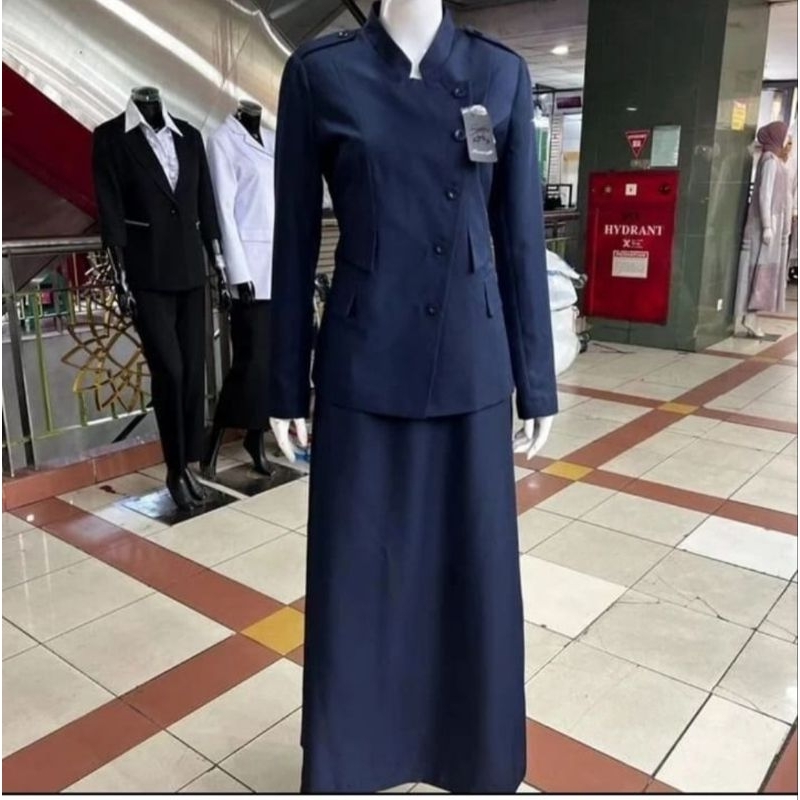 Seragam Guru Biru Dongker Stelan Rok A / Princessfa Seragam Guru ASN PNS Wanita / Biru Dongker Wanit