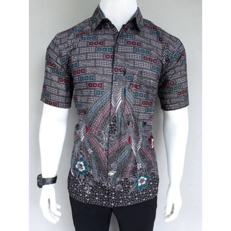 TERBARU Batik Pria Kemeja Batik Pria Lengan Pendek Motif Cirebonan Hem - Baju Batik Pria Kasual Pria
