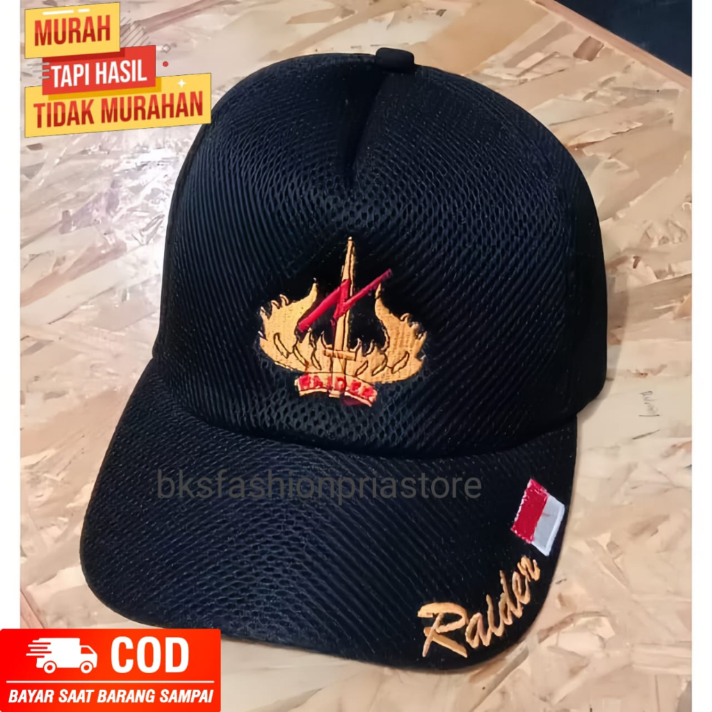 TOPI PRIA LOGO RAIDER / TOPI JARING RAIDER LOGO BORDIR / TERMURAH