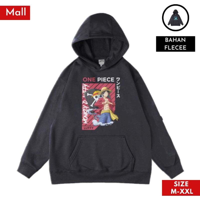 Hoodie Sweater Pria Wanita Anime Dewasa Distro Original Keren Hitam Jumbo Tebal Oversize One Pice Mo