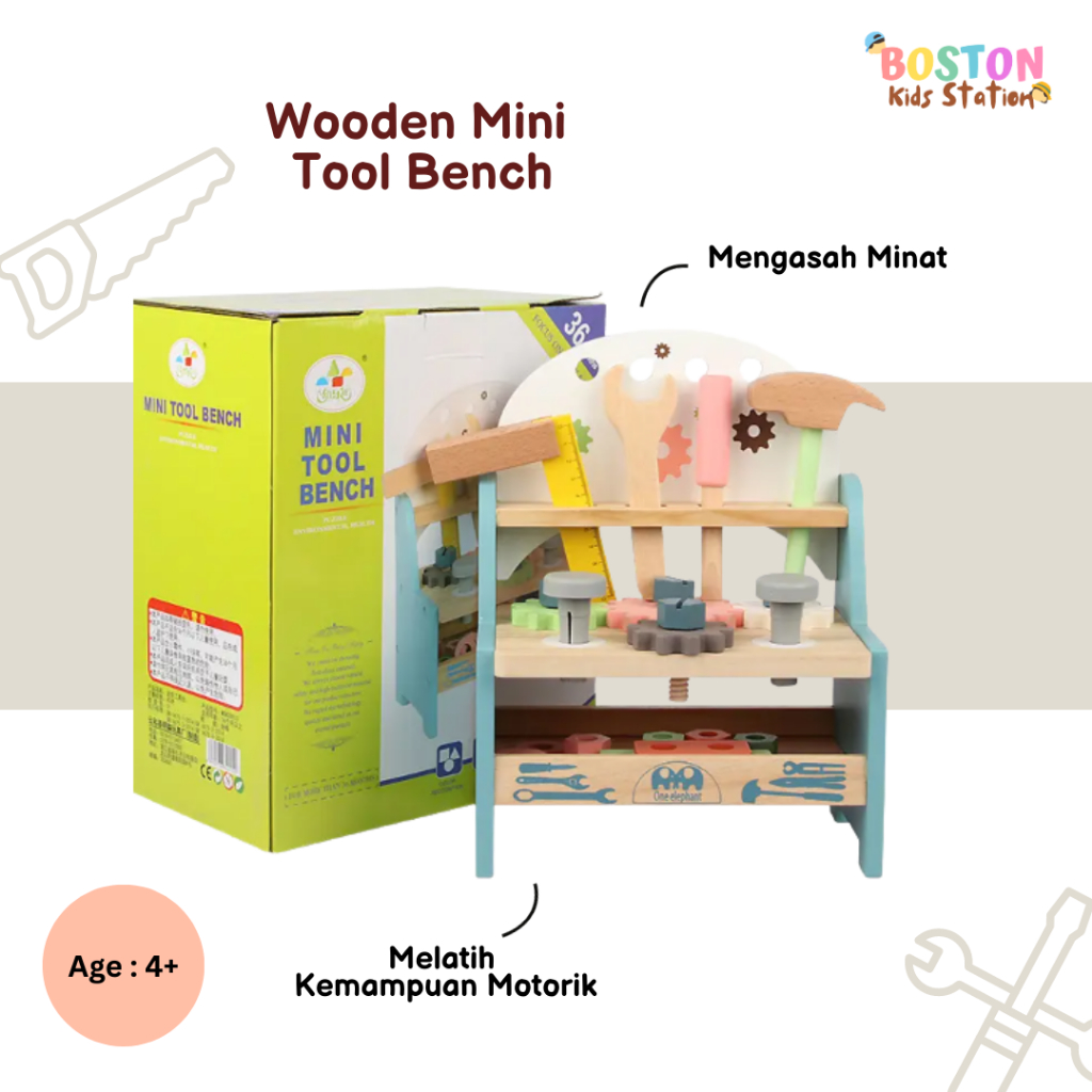 BOSTON - Mini Tool Bench | Mainan Perkakas Kayu | Mainan Import Anak | Mainan Edukatif Anak