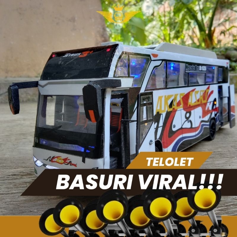 Miniatur Bus Akas Asri RC Full Spek Lampuan Skala 1 : 43