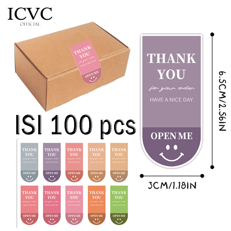 

Stiker Open Me Isi Warna Warni Persegi Panjang Oval 100 pcs Stiker Label Thank Yo for Your Order Murah!