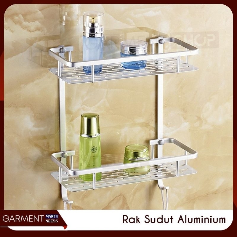 Rak Kamar Mandi Rak Sudut Kamar Mandi, Rak Kamar Mandi Aluminium 2 Susun