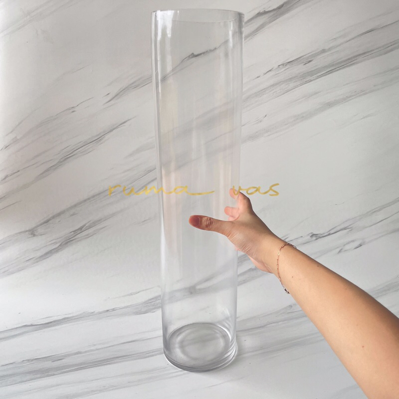 [ OJOL ] Vas bunga kaca tinggi 60cm diameter 15cm 15x60 vas bunga jumbo elegan mewah dekorasi vase f