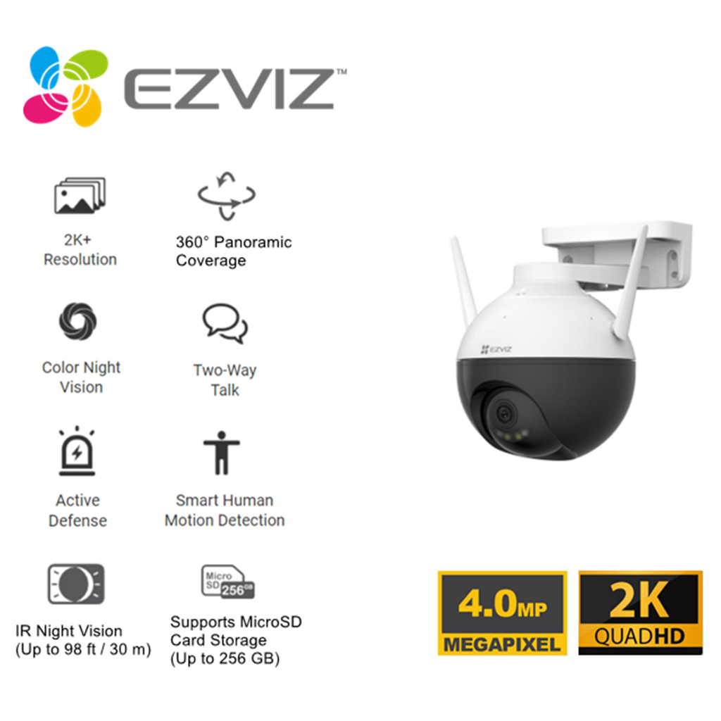 IP CAMERA CCTV EZVIZ C8W 4MP 2K+ PAN &amp; TILT Wi-Fi