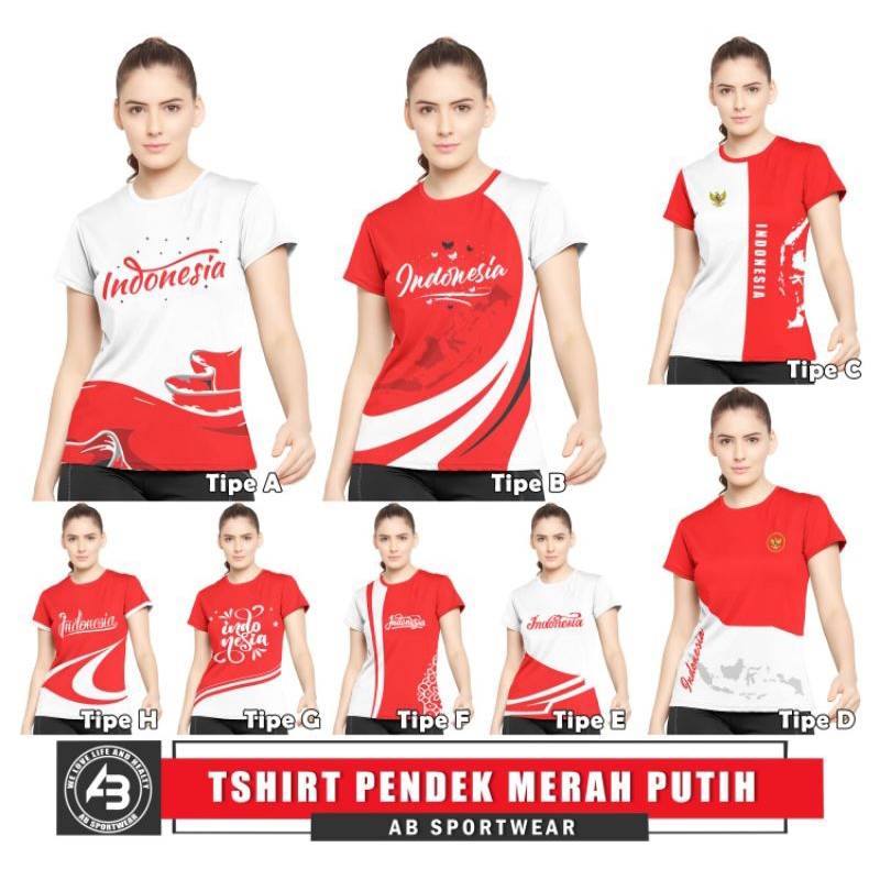T-shirt Pendek Merah Putih AB Sportwear