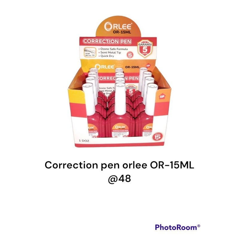 

Tip Ex Cair / Tip X / Stipo / Correction Pen / Penghapus Pena merk Orlee 15ML(1 BOX isi 12 PCS)