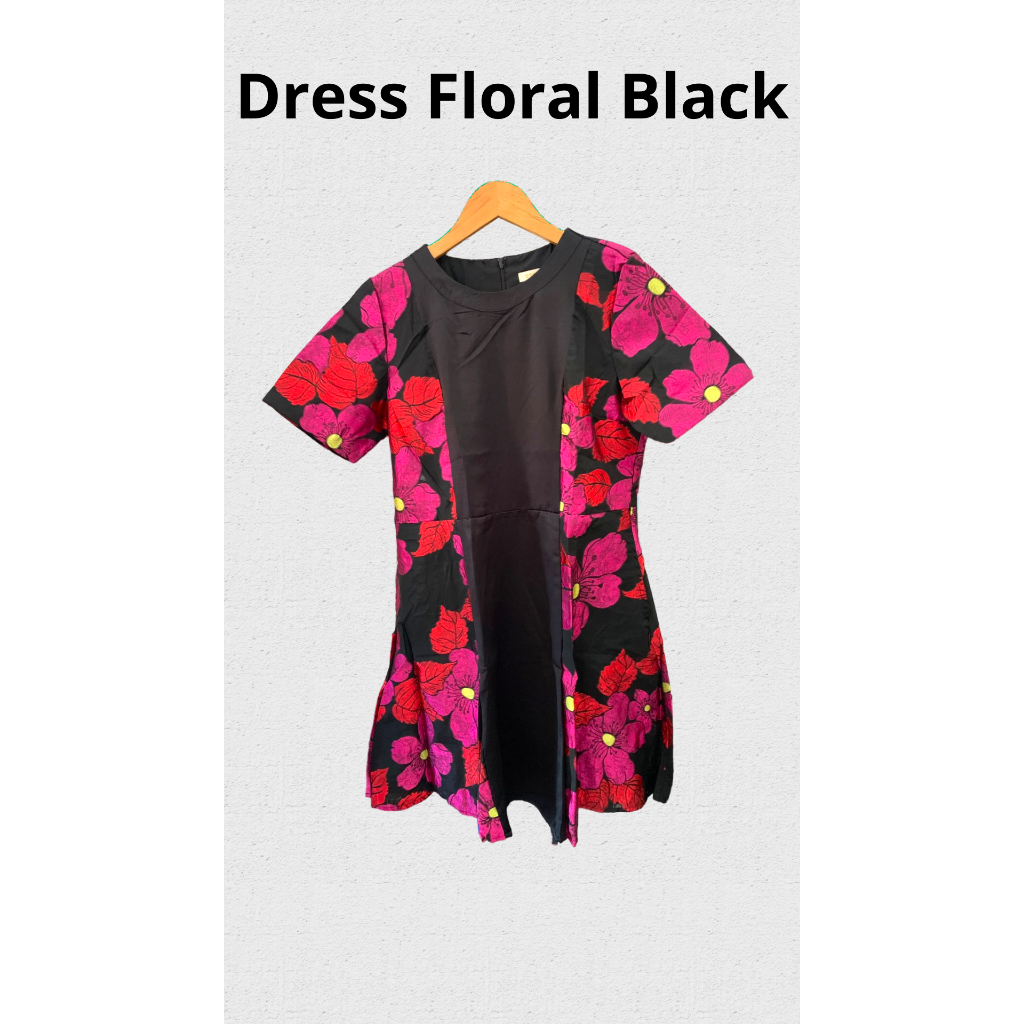 MINIMAL GOLD Dress Froral Black