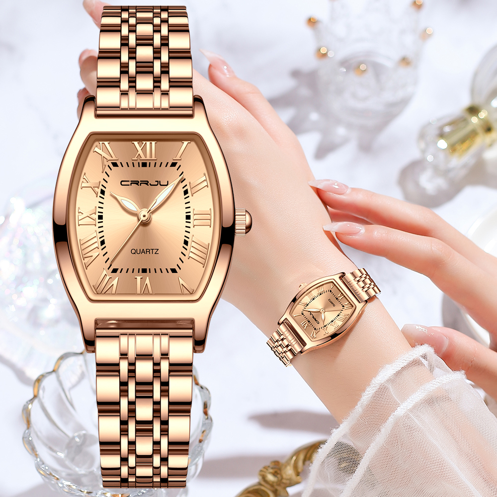 ready stock crrju jam tangan wanita elegan terbaru 2023 anti air rantai kado buat pacar cewek 5013
