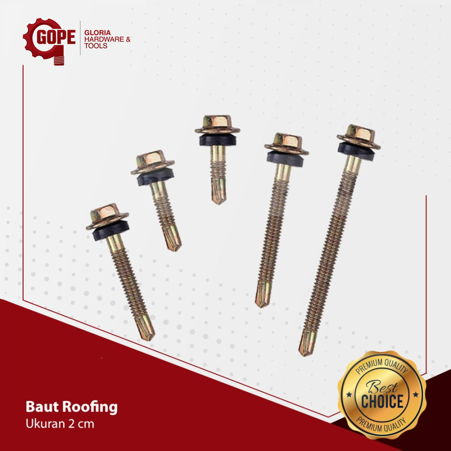 Baut Roofing Kuning Sekrup Skrup Baja Ringan Baut Ruping 2 Cm