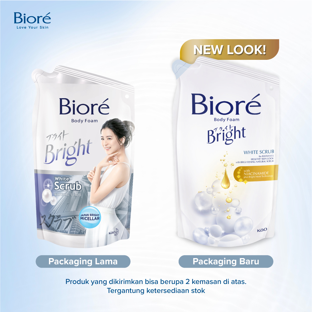 Paket Murah Sabun Mandi Cair Biore Body Foam Bright White Scrub 400 / 380 ml  Natural Scrub Japan Bright Micellar x3