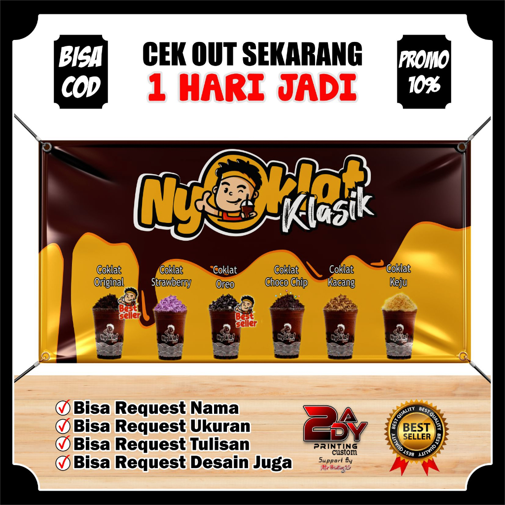Spanduk, Banner Es Coklat Viral Spanduk Banner Backdrop Es Nyoklat Keren Terlaris
