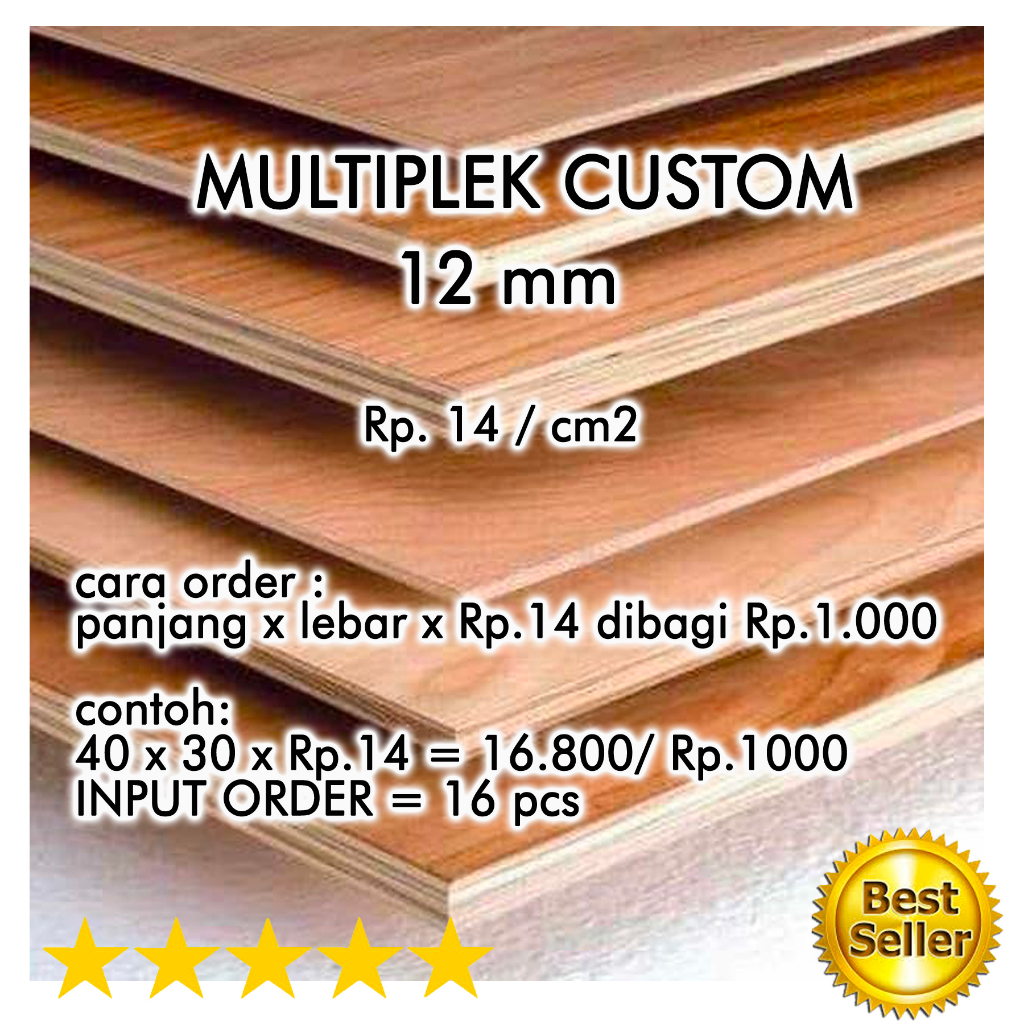 multiplek triplek tebal 12mm custom beragam ukuran