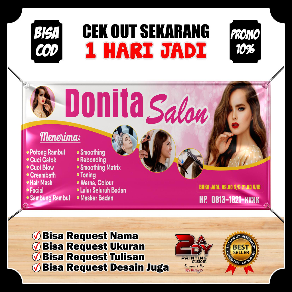 Bisa Cod Spanduk Banner Salon Kosmetik Kecantikan Banner Salon Toko Salon Kecantikan Desain Custom